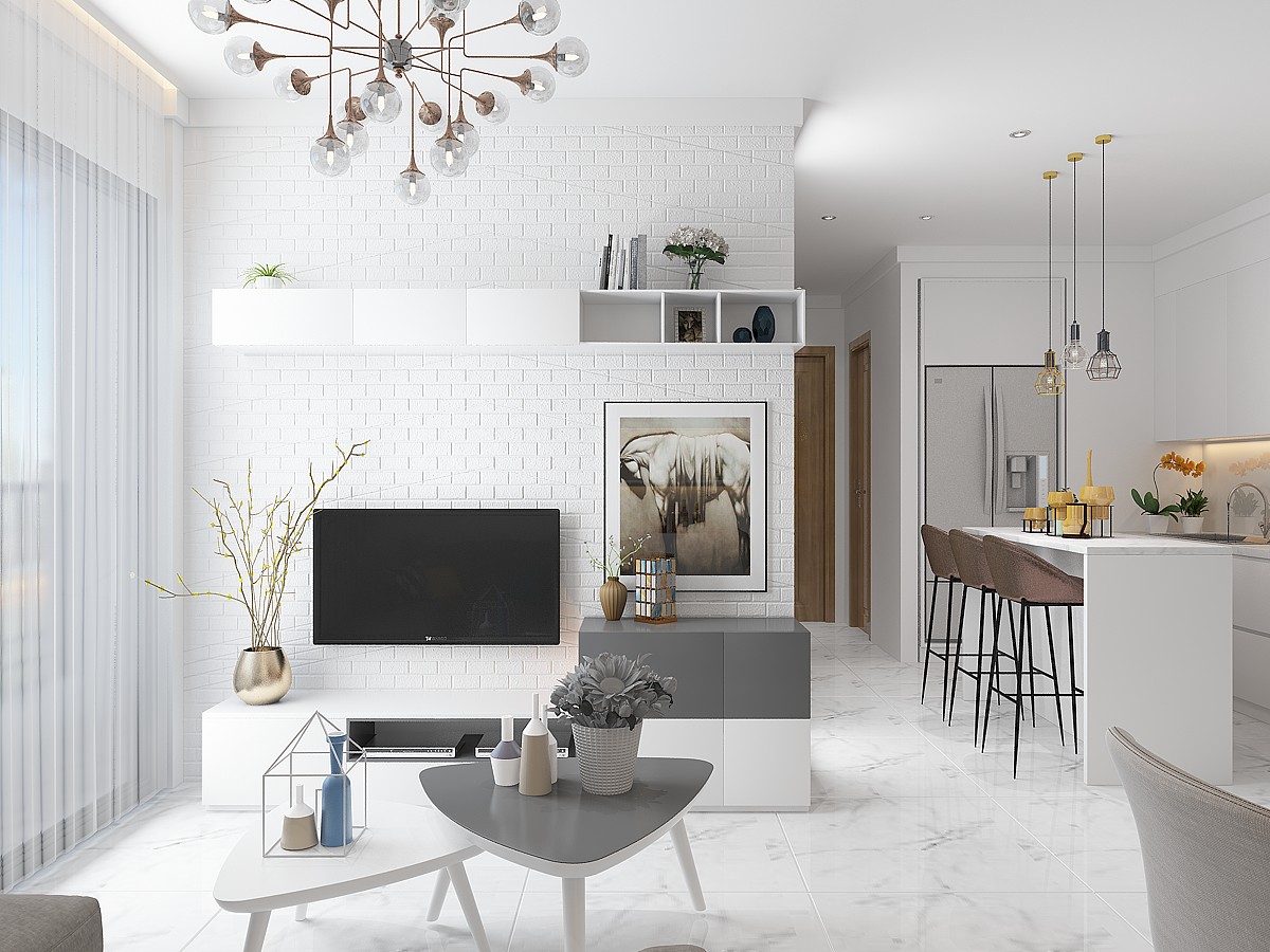 thiết kế nội thất căn hộ 2 phòng ngủ