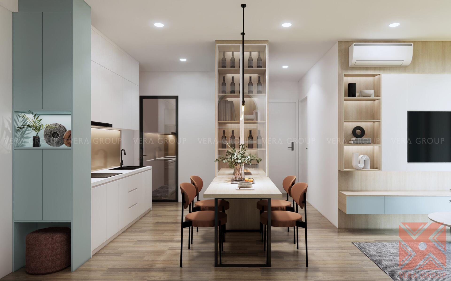 Phong cách thiết kế thi công căn hộ được lấy cảm hứng từ sự hạnh phúc, hiện đại mang hơi hướng Bắc Âu